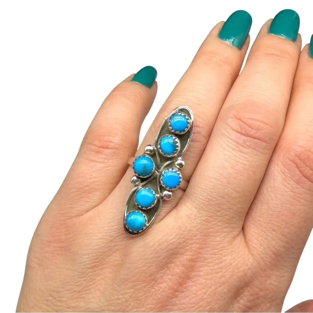 Kingman Turquoise Ring Size 7 Solid 925 Sterling Silver